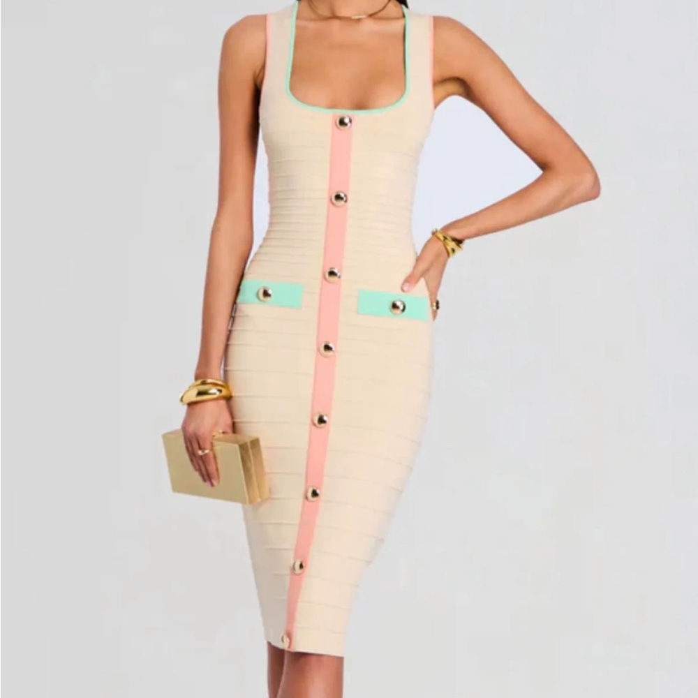 RETROFETE Elegant Colorblock Bodycon Dress
